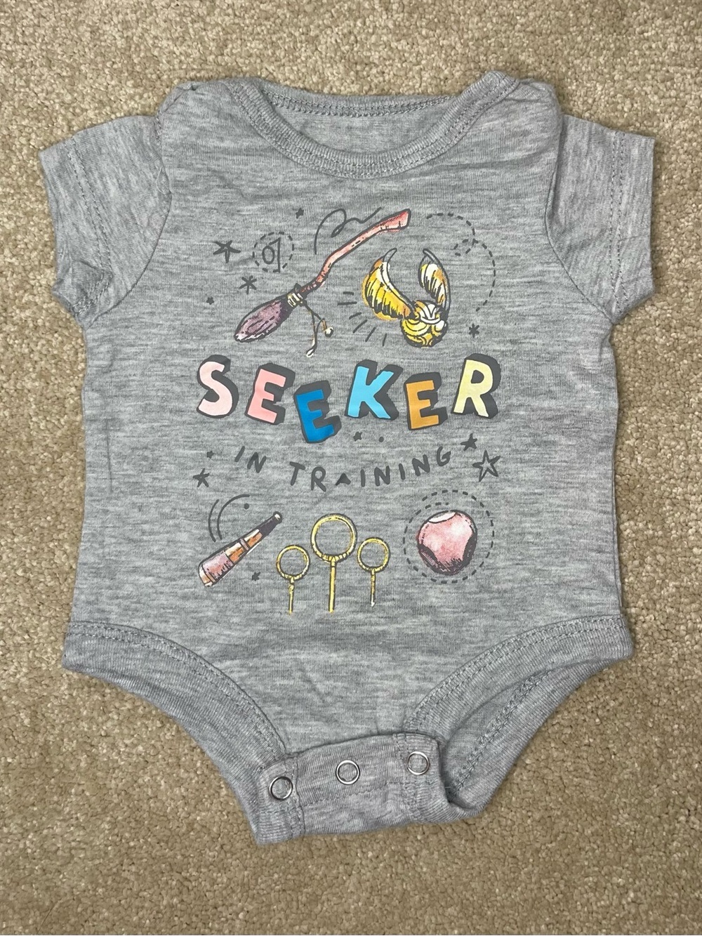 Harry Potter Gray 'Seeker in Training' Short-Sleeve Baby Onesie